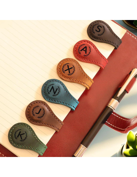 Marcador Magnético de Piel Sintética XMADZ 10x3 cm Marrón Claro