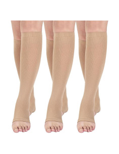 Calcetines de compresión sin dedos para mujer 15-20 mmHg 3 pares