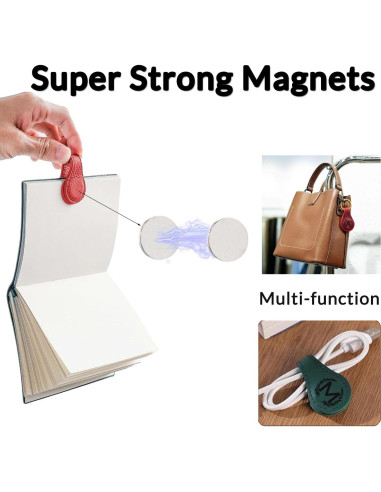 Marcador Magnético de Piel Sintética XMADZ 10x3 cm Marrón Claro