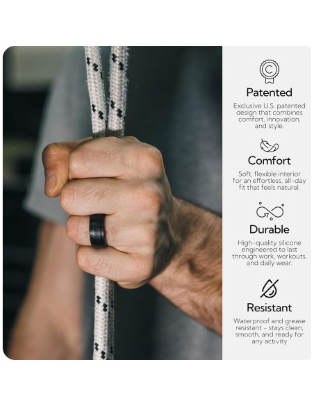 Anillo de Silicona Rinfit para Hombres 9mm Negro - Boda