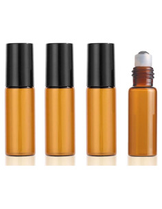 Paquete de 4 botellas rodantes de vidrio ámbar 5ml DreamAug