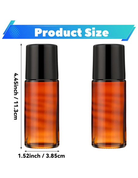 Botellas de vidrio marrón 50ml YUXIANLB 2pcs rodantes vacías