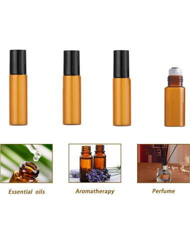 Paquete de 4 botellas rodantes de vidrio ámbar 5ml DreamAug
