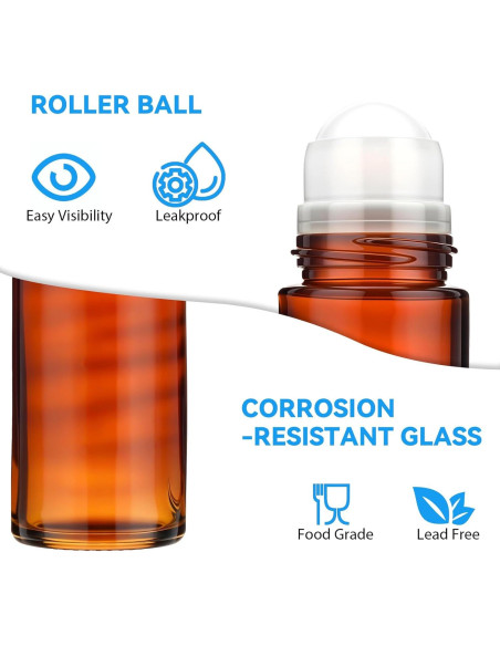 Botellas de vidrio marrón 50ml YUXIANLB 2pcs rodantes vacías