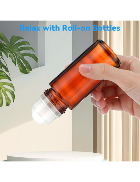 Botellas de vidrio marrón 50ml YUXIANLB 2pcs rodantes vacías