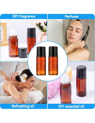 Botellas de vidrio marrón 50ml YUXIANLB 2pcs rodantes vacías