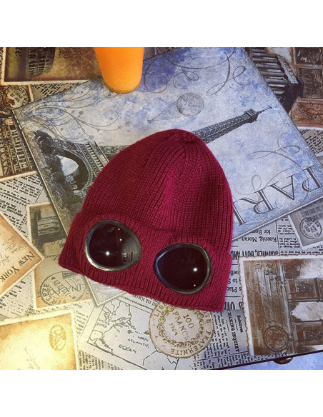 Gorro de Lana Tejido Unisex MansWill Rojo Vino para Invierno