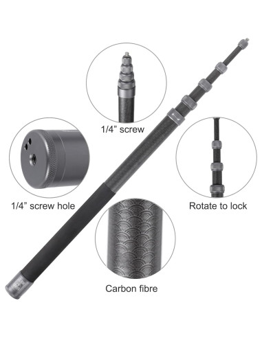 Palo de Selfie PellKing 3m Fibra de Carbono + Trípode 29cm Aluminio