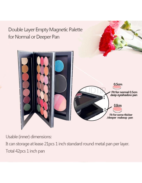 Paleta Vacía Magnética Doble Capa UDTIP con Espejo 21.68cm