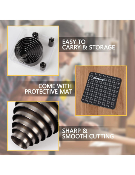 Juego de Herramientas de Corte Circular ZAPSIFOU 9 Piezas 15-55mm