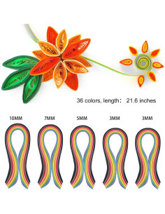 Conjunto de Tiras de Papel Quilling Enenes 36 Colores 54 cm 2