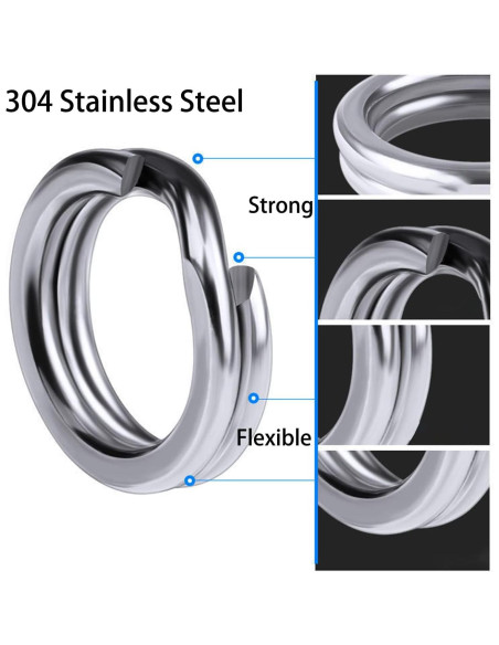 200 Anillos de Salto Doble Halyuhn 5-9 mm Acero Inoxidable