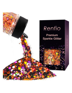 Brillo Grueso Hexagonal Renfio 50g Naranja Púrpura Negro Halloween