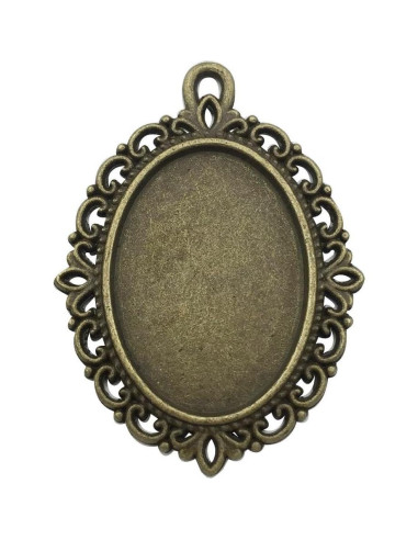 20 Bandejas de Pendientes Ovaladas 18x25mm Bronce y Plata