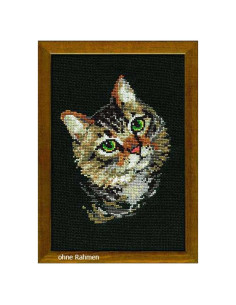 Kit de Punto de Cruz RIOLIS Gato Gris 21x30 cm 12 Colores