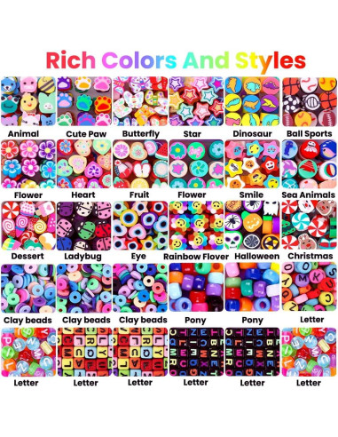 Kit de Pulseras de Cuentas de Arcilla DULEFUN 960 Piezas