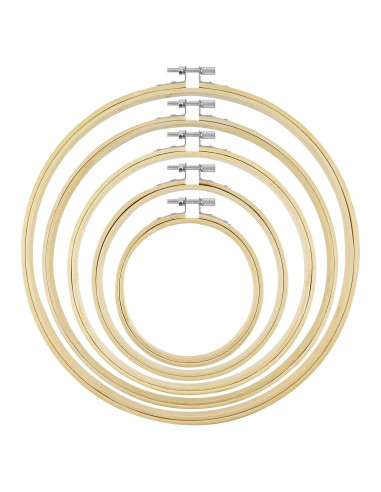 Set de 5 Aros de Bordado de Bambú embhand - 10.2 a 25.4 cm
