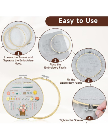 Set de 5 Aros de Bordado de Bambú embhand - 10.2 a 25.4 cm