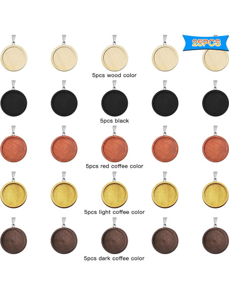 25 Bandejas de Colgante de Madera Ximalun 25mm 5 Colores