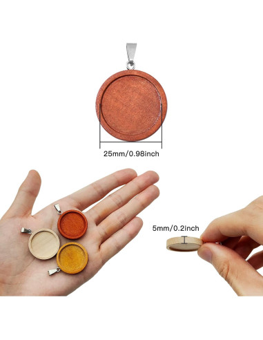 25 Bandejas de Colgante de Madera Ximalun 25mm 5 Colores