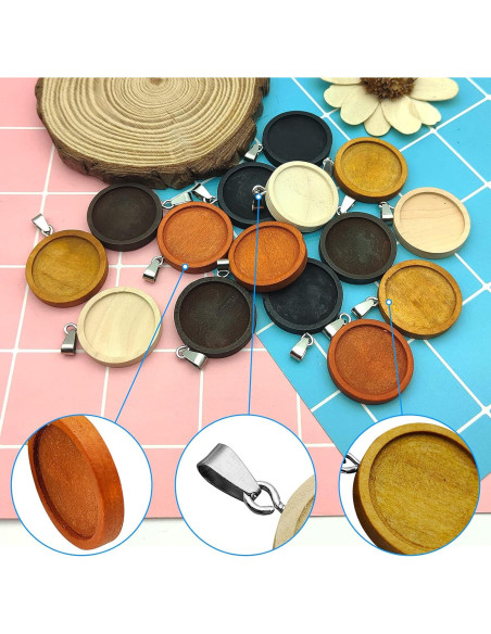 25 Bandejas de Colgante de Madera Ximalun 25mm 5 Colores