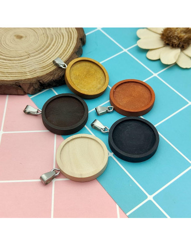 25 Bandejas de Colgante de Madera Ximalun 25mm 5 Colores