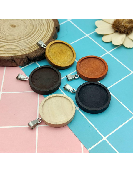 25 Bandejas de Colgante de Madera Ximalun 25mm 5 Colores