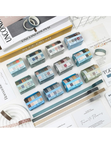 Conjunto de Cinta Washi YUBX 60 Rollos 10mm Geométrica Decorativa