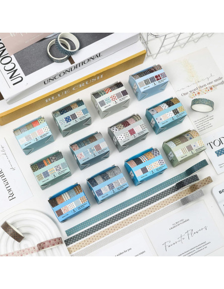 Conjunto de Cinta Washi YUBX 60 Rollos 10mm Geométrica Decorativa
