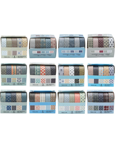Conjunto de Cinta Washi YUBX 60 Rollos 10mm Geométrica Decorativa