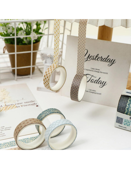 Conjunto de Cinta Washi YUBX 60 Rollos 10mm Geométrica Decorativa