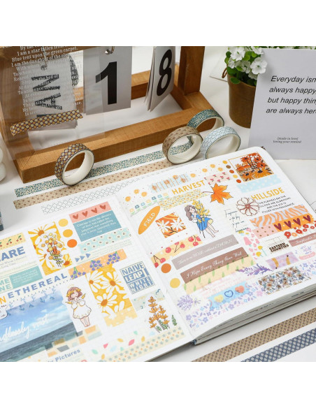 Conjunto de Cinta Washi YUBX 60 Rollos 10mm Geométrica Decorativa