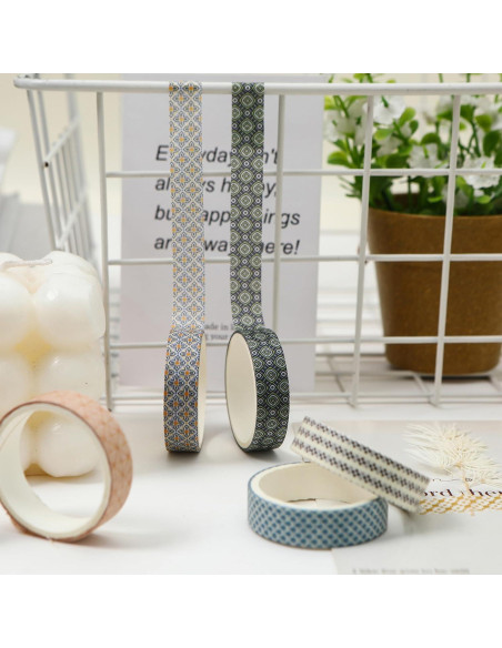 Conjunto de Cinta Washi YUBX 60 Rollos 10mm Geométrica Decorativa