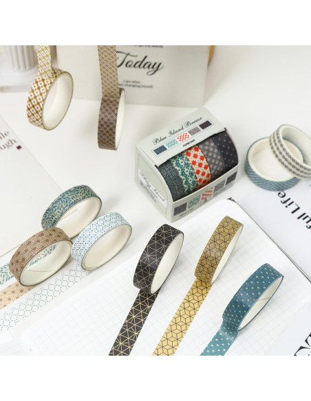 Conjunto de Cinta Washi YUBX 60 Rollos 10mm Geométrica Decorativa