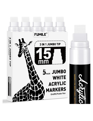 Marcadores de Póster Jumbo FUMILE 5 Pcs 3-15mm Blanco