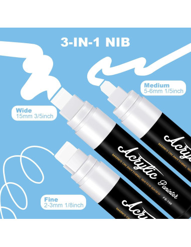 Marcadores de Póster Jumbo FUMILE 5 Pcs 3-15mm Blanco