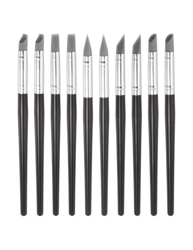 Set de 10 herramientas de modelado de arcilla HARFINGTON - Punta de silicona 8mm