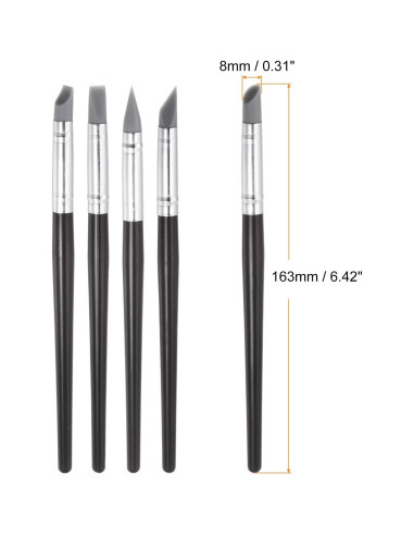 Set de 10 herramientas de modelado de arcilla HARFINGTON - Punta de silicona 8mm