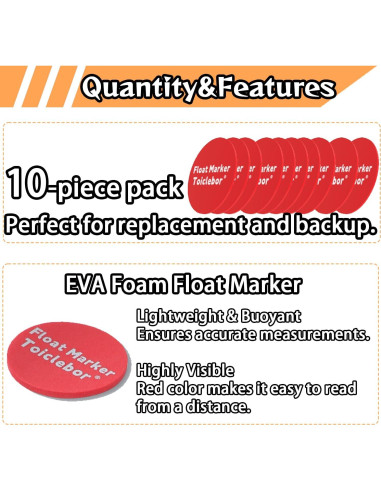 Paquete de 10 Flotantes Rojos para Pluviómetro Toiclebor