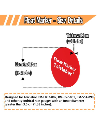 Paquete de 10 Flotantes Rojos para Pluviómetro Toiclebor