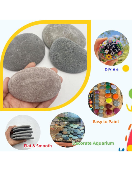 10 Rocas Planas Grandes para Pintar 10-13cm CYLHCM