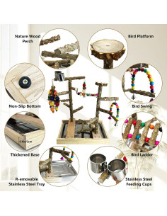 Parque para Aves Tfwadmx de Madera Natural 35x24.5x44 cm 2