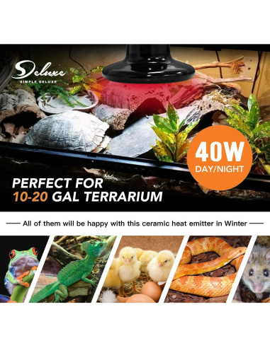 Bombilla de Calor Cerámica Simple Deluxe 40W para Reptiles