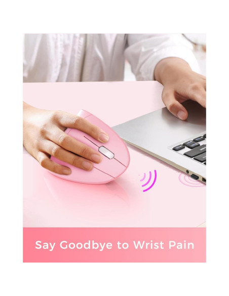 Ratón Ergonómico Inalámbrico BeWishes Rosa 3 DPI Ajustables
