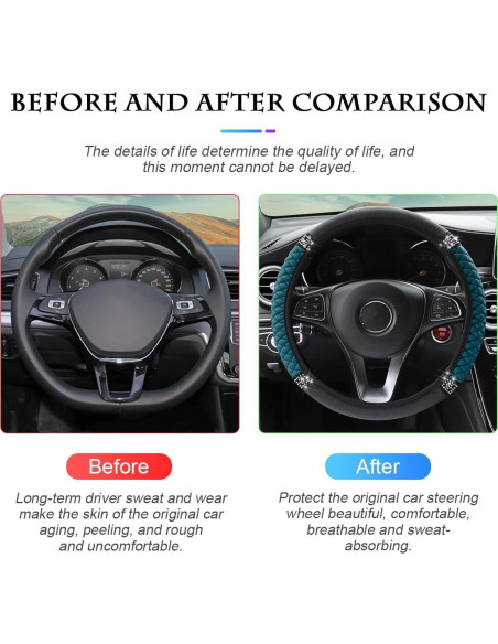 Cubierta de Volante de Cuero Fekey&JF 37-38 cm Verde Oscuro