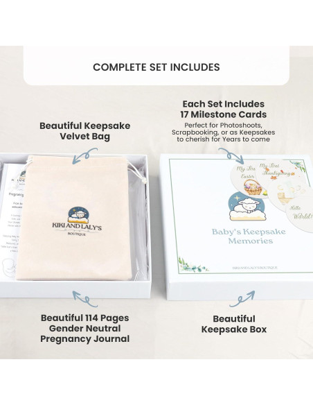 Diario de Embarazo Boutique Kiki y Laly con Tarjetas de Hitos