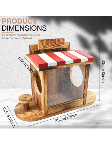 Comedero para Ardillas CZBRO de Madera 33x13.5x23.5cm