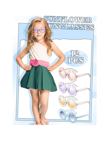 Gafas de Sol para Niñas Geyoga 12 Pcs Coloridas con Flores