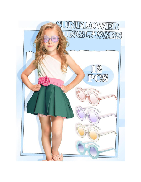 Gafas de Sol para Niñas Geyoga 12 Pcs Coloridas con Flores