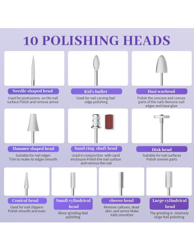 Kit de Manicura y Pedicura Aleanu - Taladro Inalámbrico 10 Velocidades